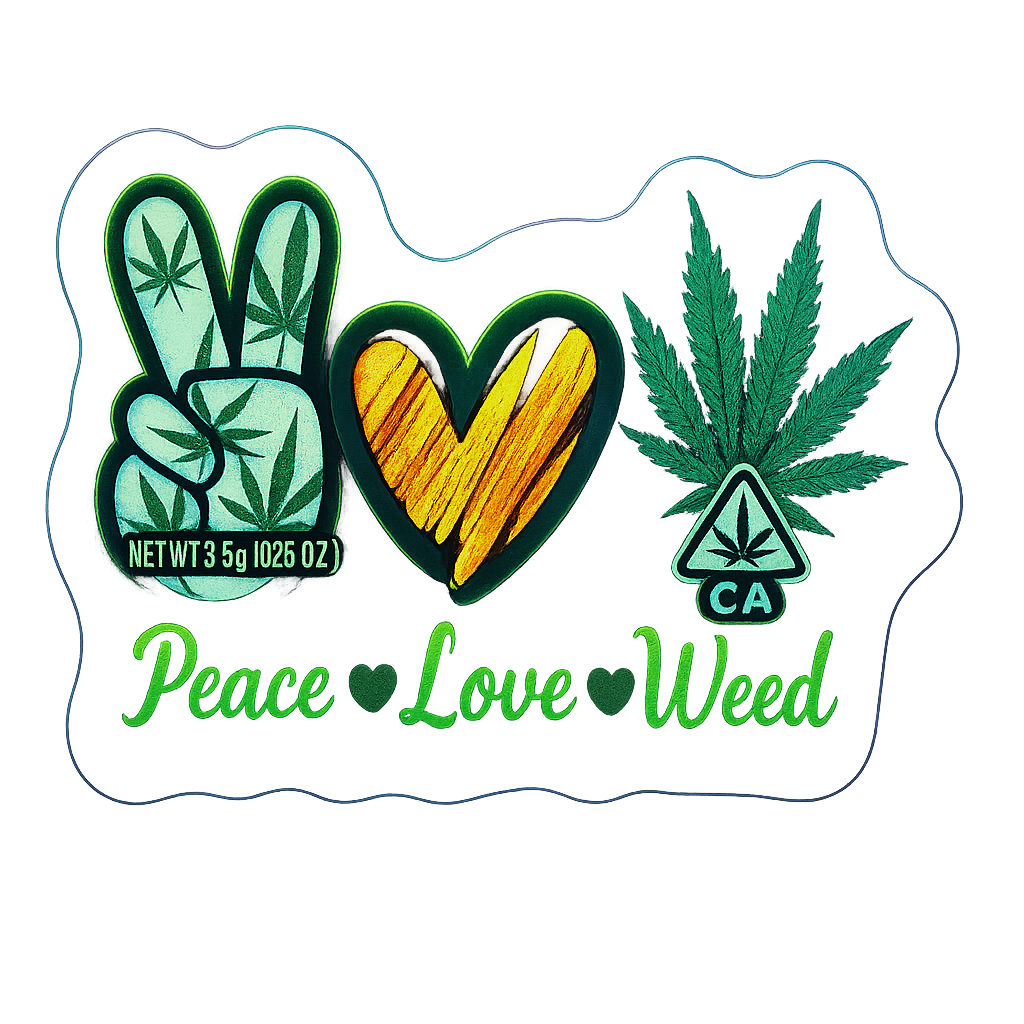 Sachet Zip Peace Leaf – 15x12 cm (Mylar opaque, 90 microns, étanche, décoré)