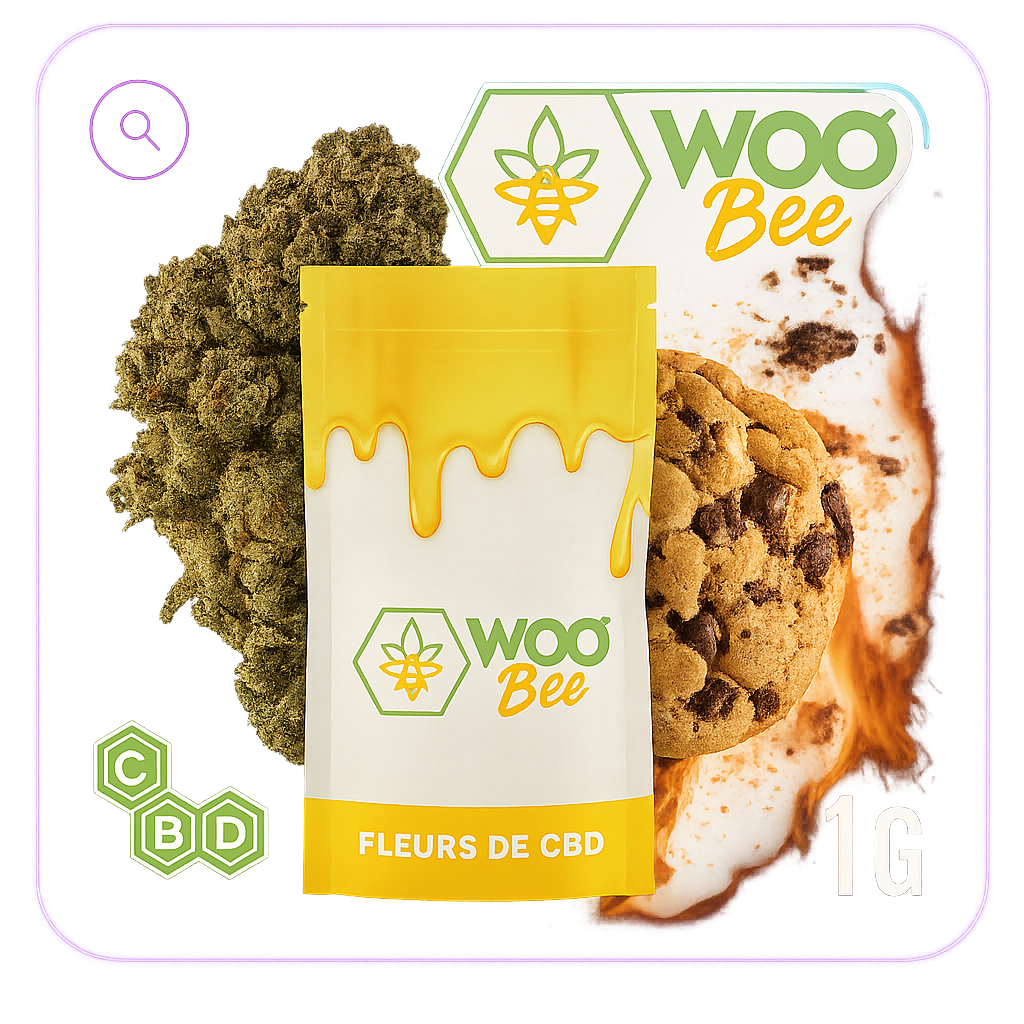 Cookie Kush Indoor CBD – Fleurs de CBD multi-grammages (Woobee, culture indoor, <0,3% THC)