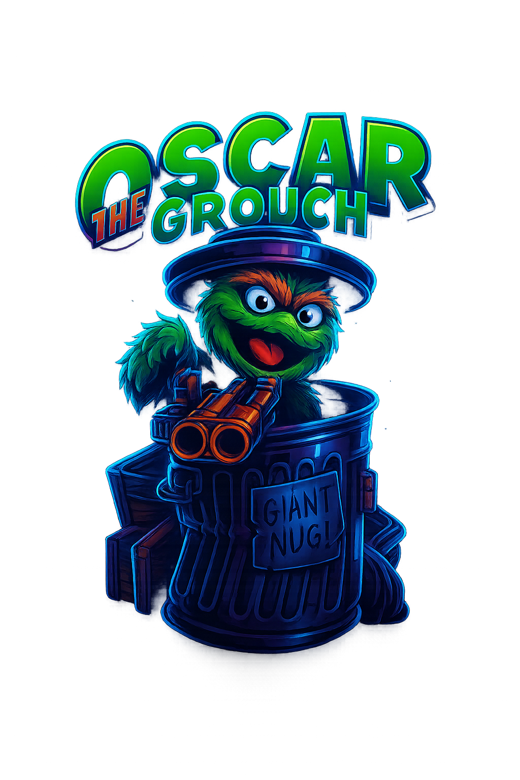 Sac Mylar Oscar The Grouch – Stand Up Pouch personnalisée (PE laminé, étanche, alimentaire, hydrofuge)