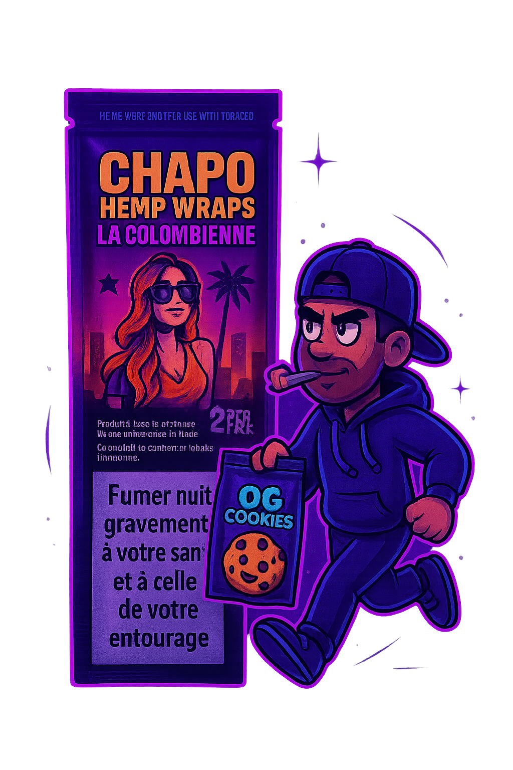 Blunt Chapo La Colombienne – Sachet de 2 blunts (chanvre, fraise kiwi, sans tabac)