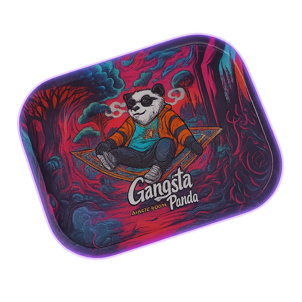 Gangsta Panda Flying Rasta – Plateau métal compact au design rasta