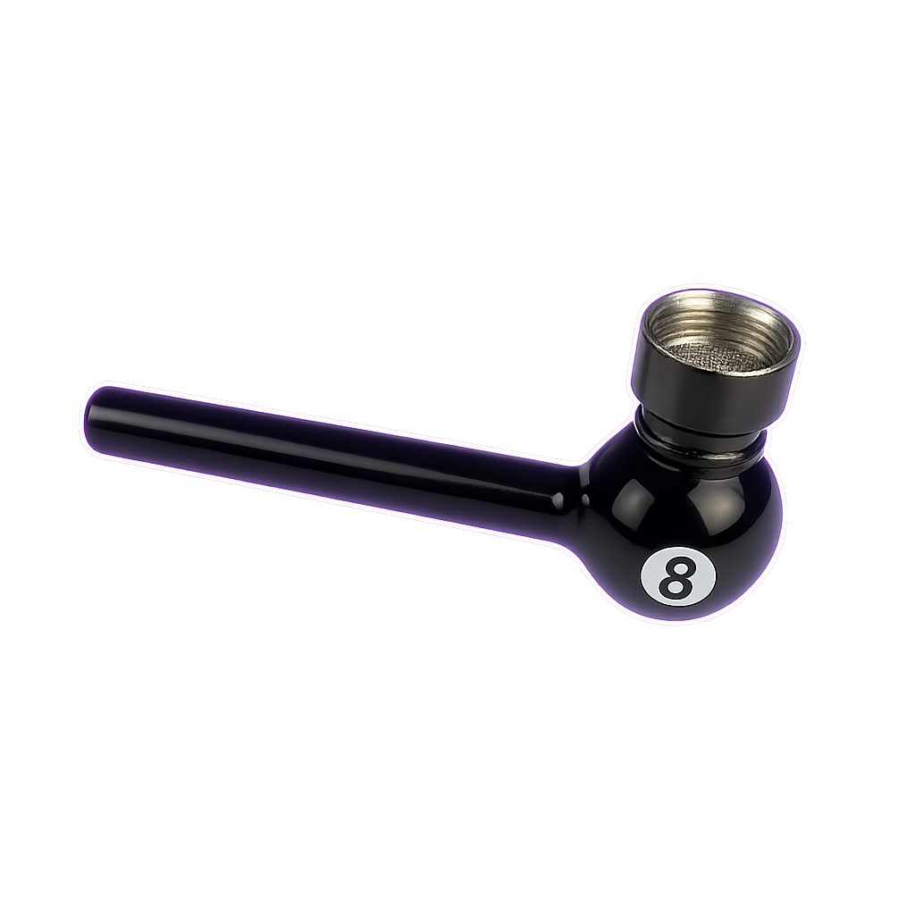 Pipe en verre Eight Ball – 11,5 cm (pure pipe, design billard)