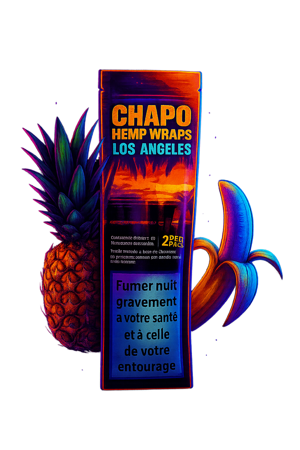 Blunt Chapo Los Angeles – Sachet de 2 blunts (chanvre, ananas banane, sans tabac)