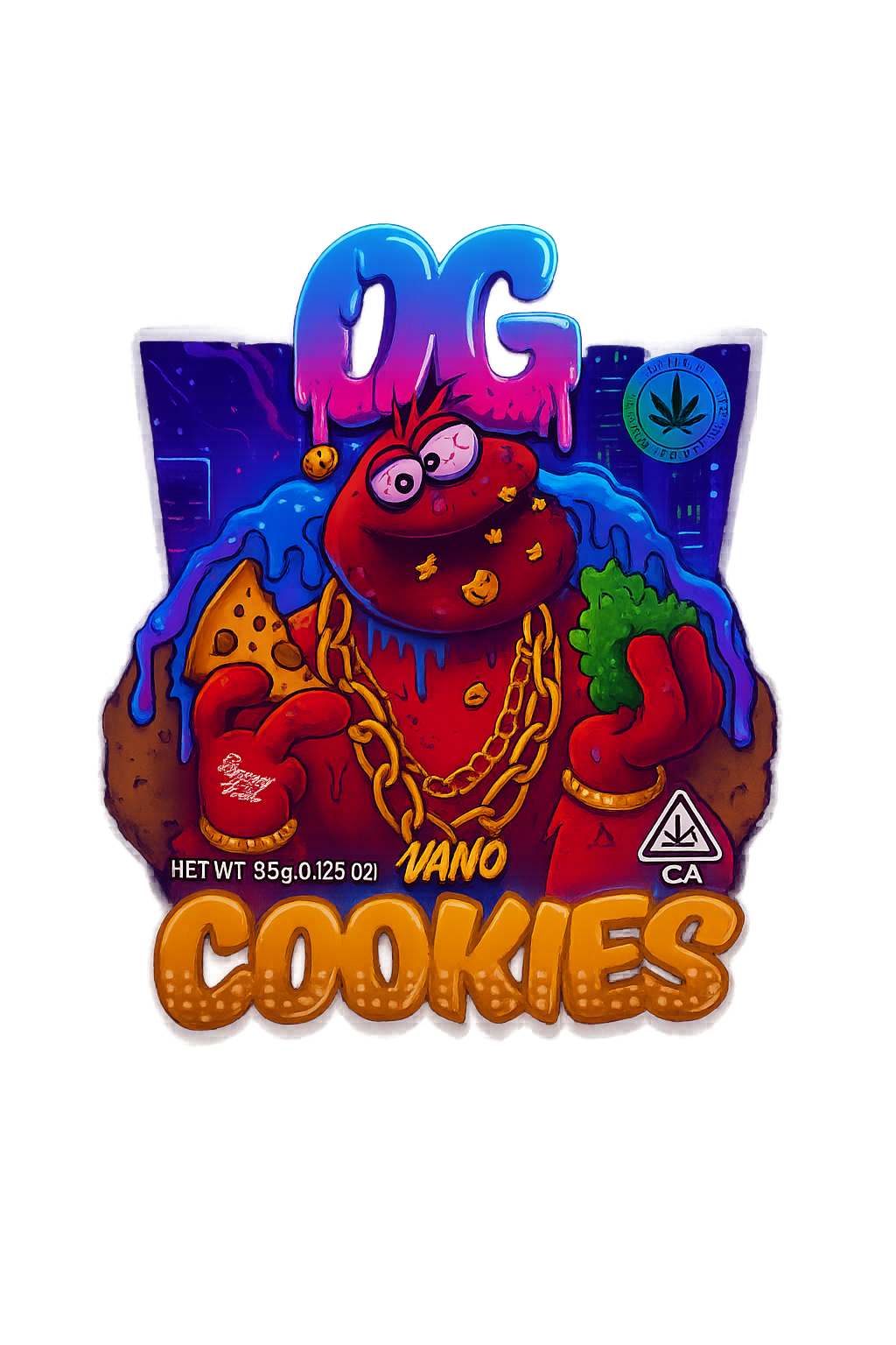 Sachet Zip OG Cookies – 15x13 cm (Mylar opaque, étanche, décoré, 90 microns)