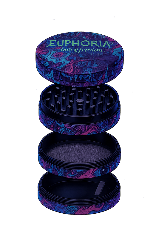 Grinder Euphoria Psychedelic – Métal 63 mm (4 parties, tamis intégré)