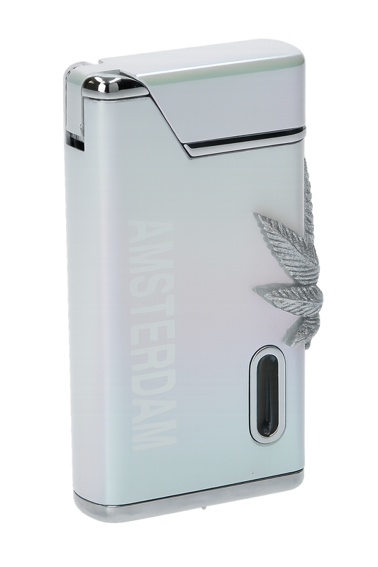 Briquet Belflam Pearl Amsterdam Leaf – Feuille blanche effet nacré