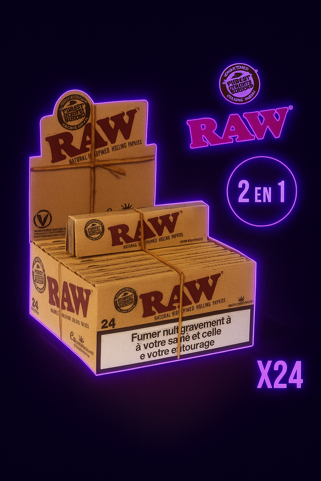 RAW Slim + Tips – Display 24 carnets King Size Slim (non blanchi)