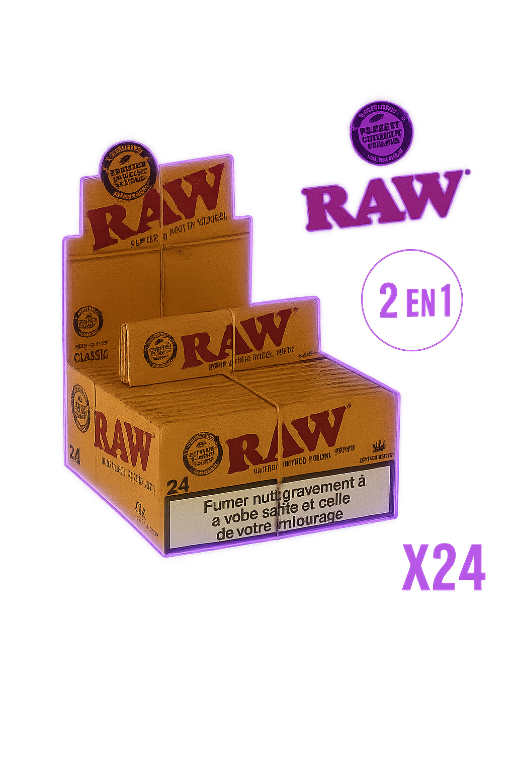 RAW Slim King Size – Display 50 carnets (papier non blanchi)