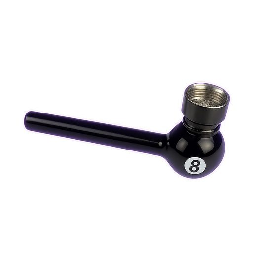 Pipe en verre Eight Ball – 11,5 cm (pure pipe, design billard)